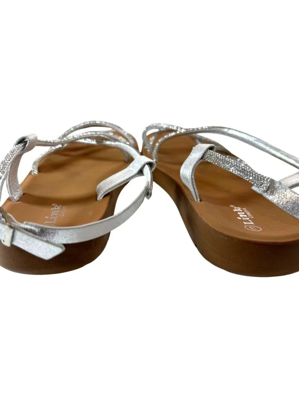 Link Comfort Girls Sandals Silver Sparkle Size 3